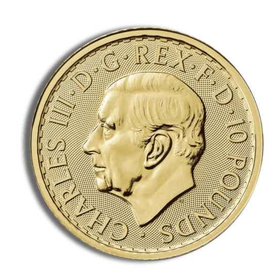 2025 British Gold Britannia coin – 1/10 oz gold, The Royal Mint, King Charles effigy